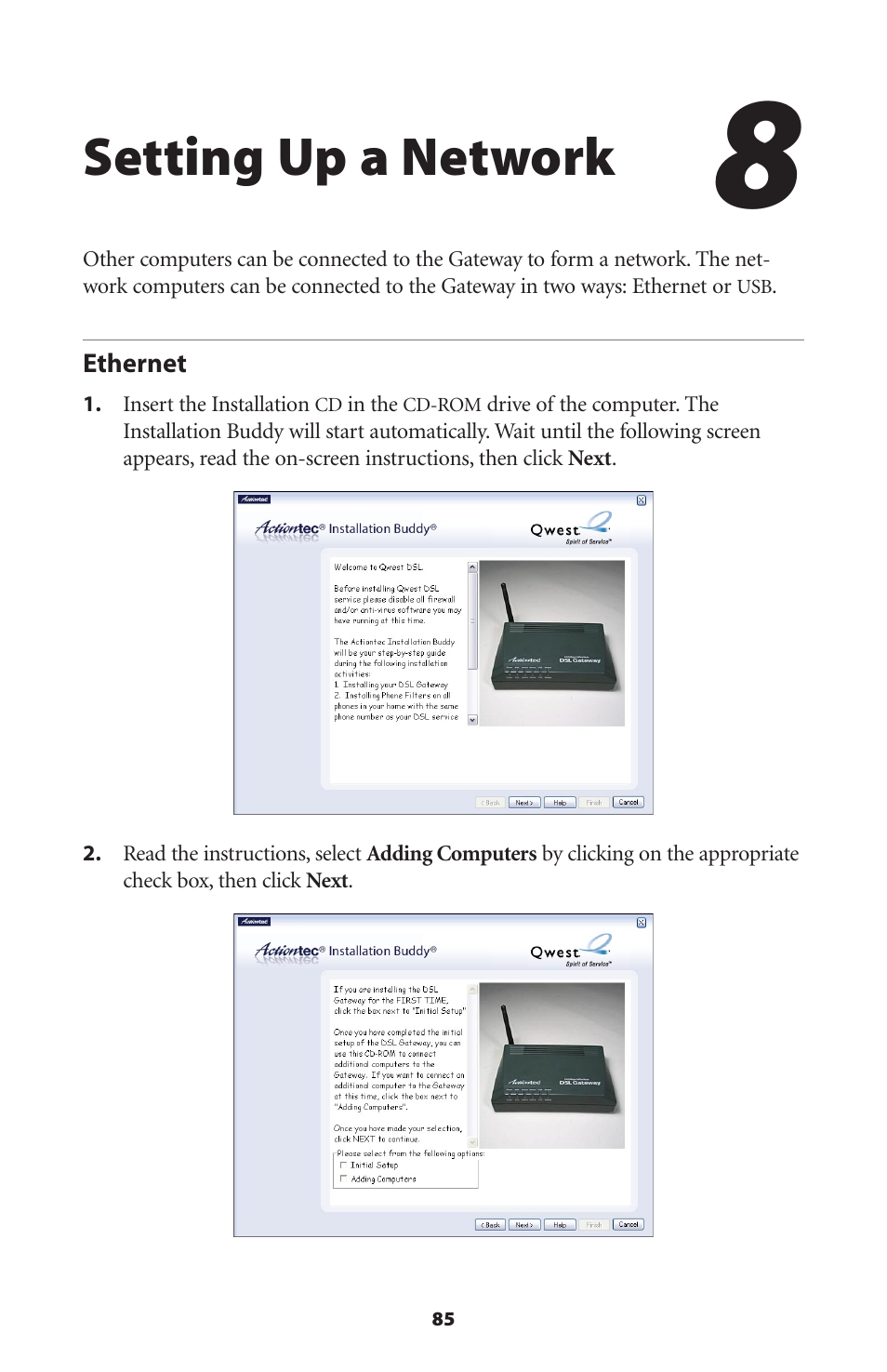 Setting up a network, Ethernet | Actiontec electronic GT701-WG User Manual | Page 88 / 149