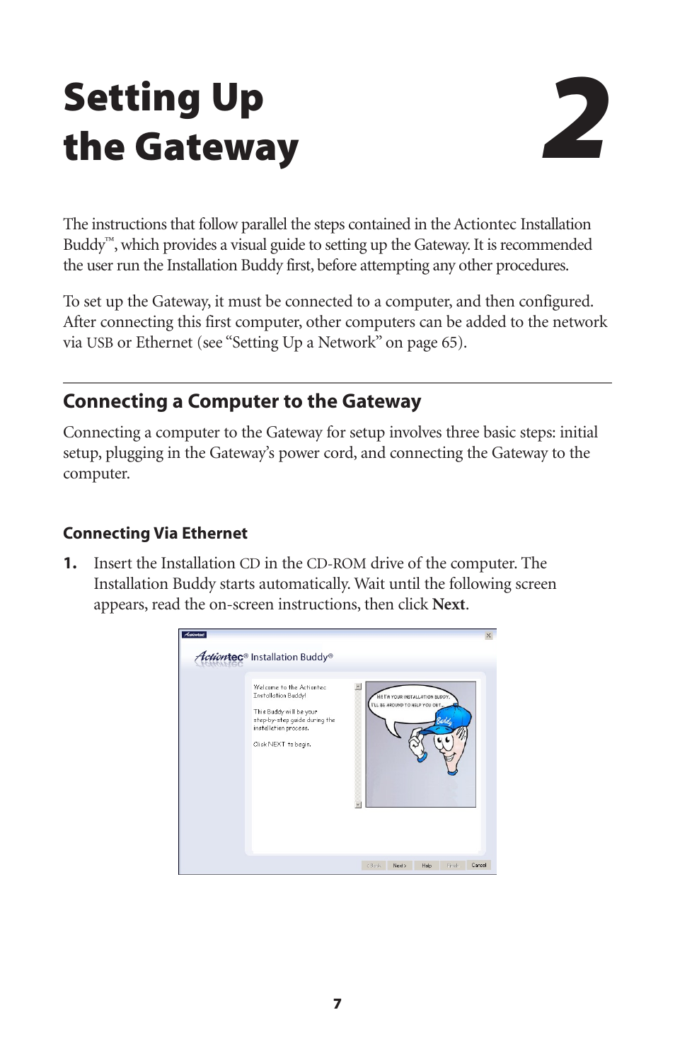 Setting up the gateway, Connecting a computer to the gateway | Actiontec electronic DSL GATEWAY GT704 User Manual | Page 10 / 121