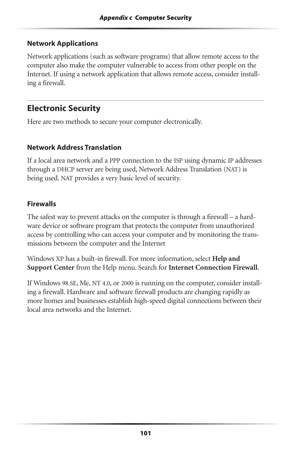 Electronic security | Actiontec electronic DSL GATEWAY GT704 User Manual | Page 104 / 121