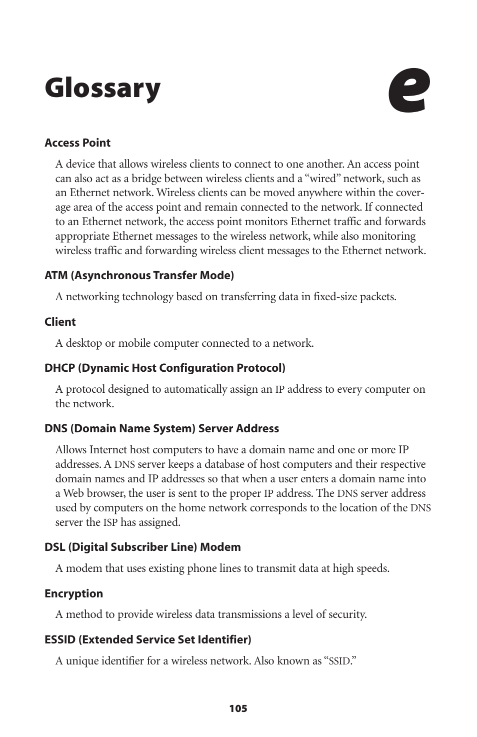 Glossary | Actiontec electronic DSL GATEWAY GT704 User Manual | Page 108 / 121