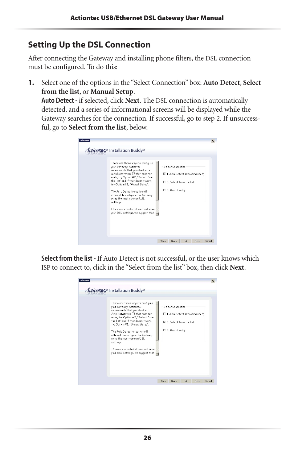 Setting up the dsl connection | Actiontec electronic DSL GATEWAY GT704 User Manual | Page 29 / 121