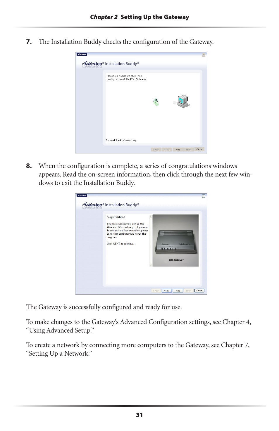 Actiontec electronic DSL GATEWAY GT704 User Manual | Page 34 / 121