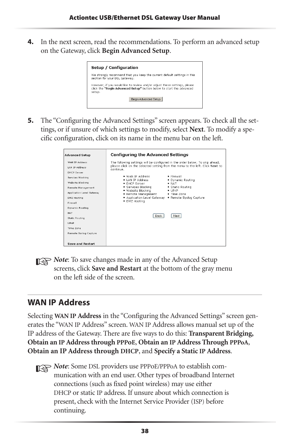 Wan ip address | Actiontec electronic DSL GATEWAY GT704 User Manual | Page 41 / 121