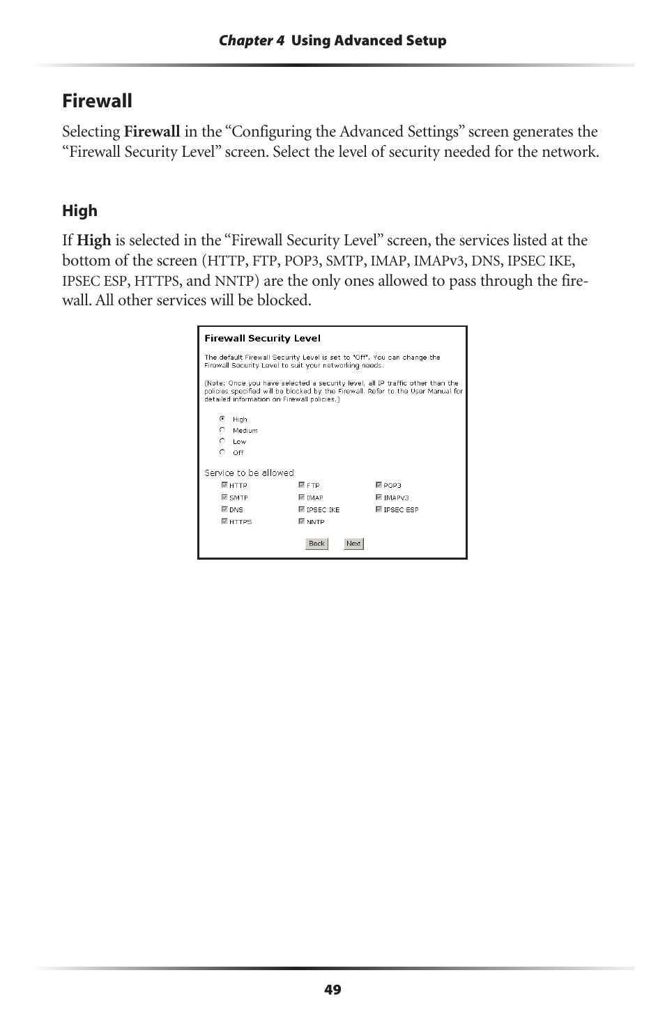 Firewall | Actiontec electronic DSL GATEWAY GT704 User Manual | Page 52 / 121