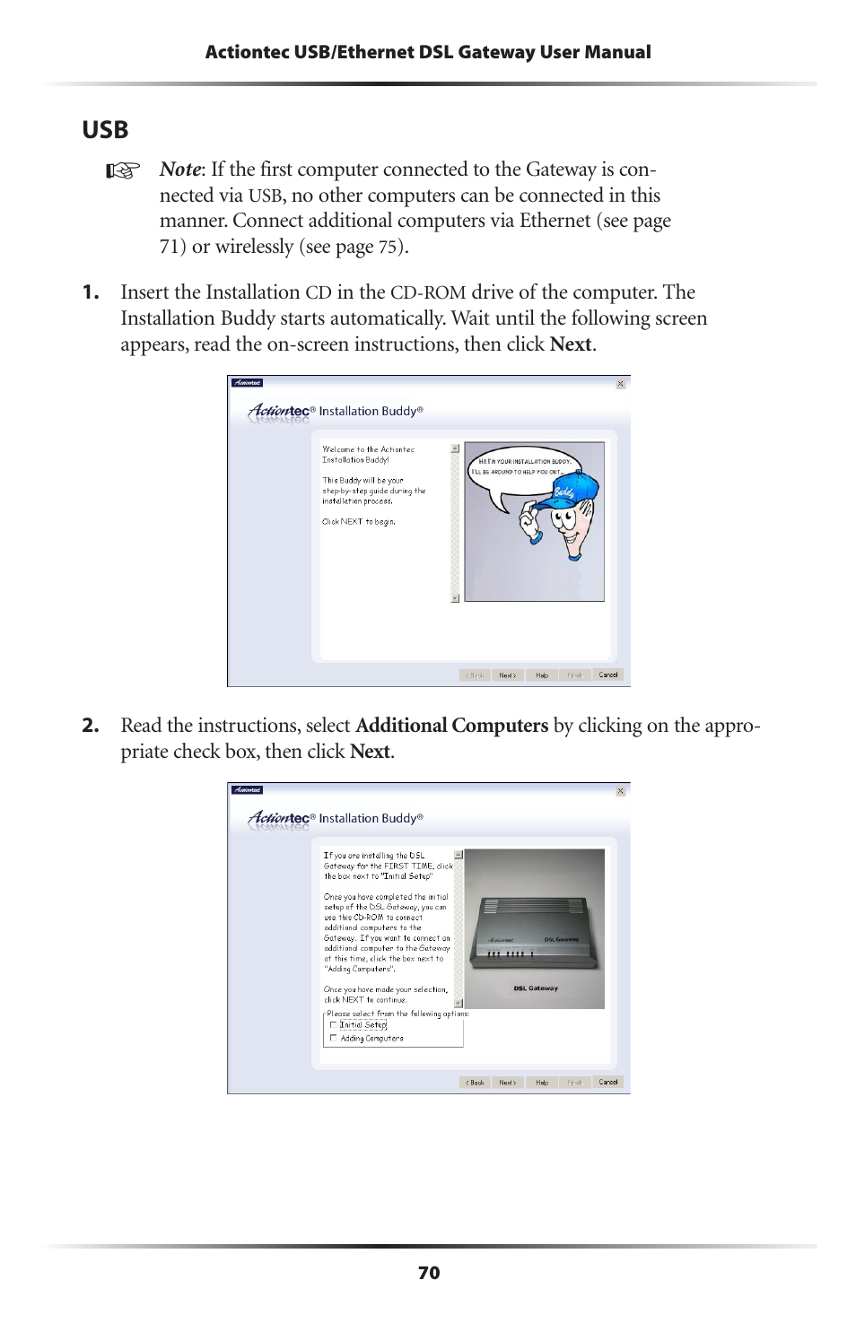 Actiontec electronic DSL GATEWAY GT704 User Manual | Page 73 / 121