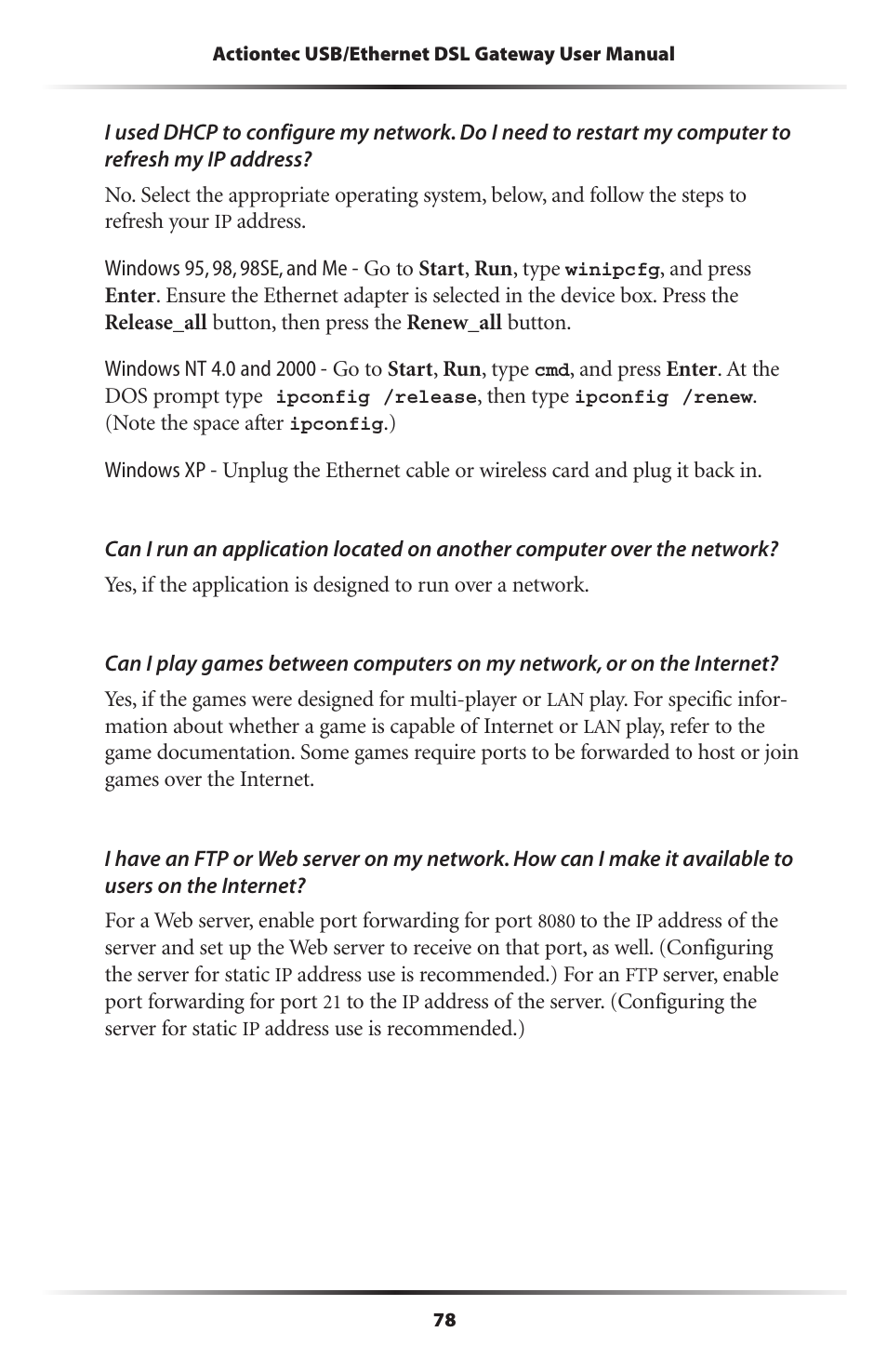 Actiontec electronic DSL GATEWAY GT704 User Manual | Page 81 / 121