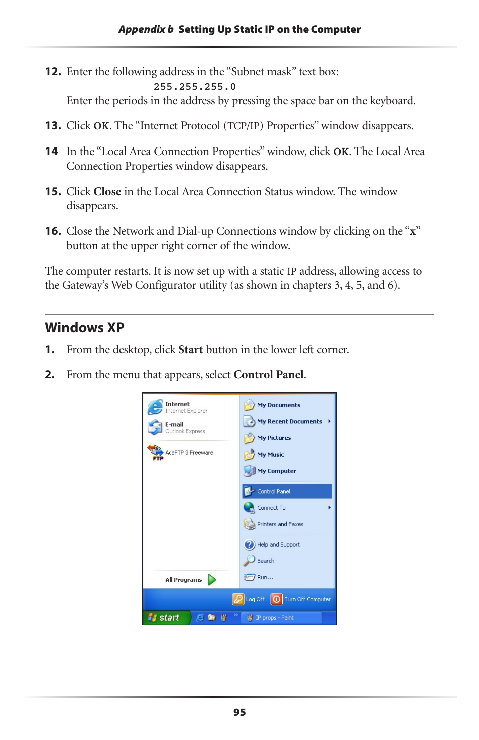 Windows xp | Actiontec electronic DSL GATEWAY GT704 User Manual | Page 98 / 121