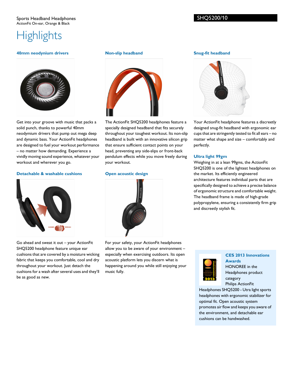 Highlights | Philips SHQ5200-10 User Manual | Page 2 / 3
