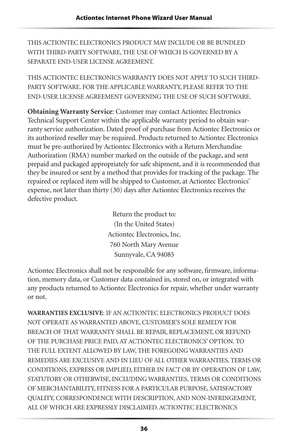 Actiontec electronic UP101 User Manual | Page 39 / 41