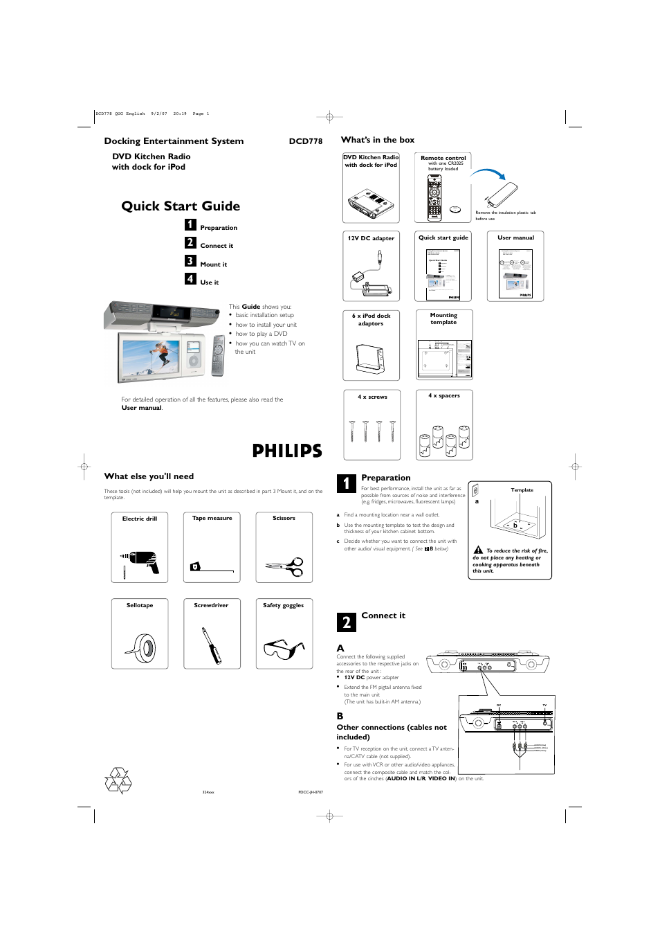 Philips DCD778-37B User Manual | 2 pages