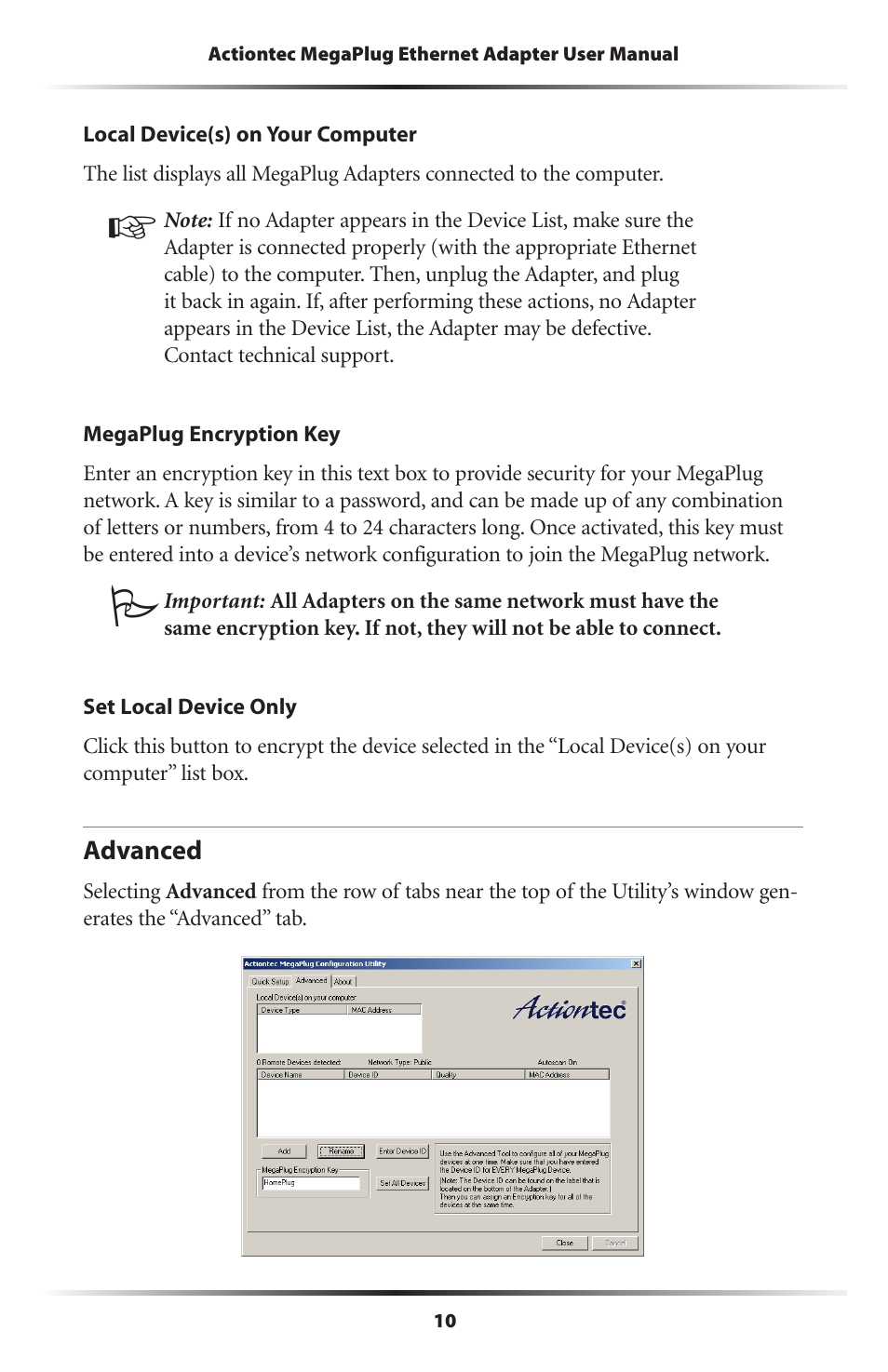 Advanced | Actiontec electronic HPE100T User Manual | Page 13 / 55
