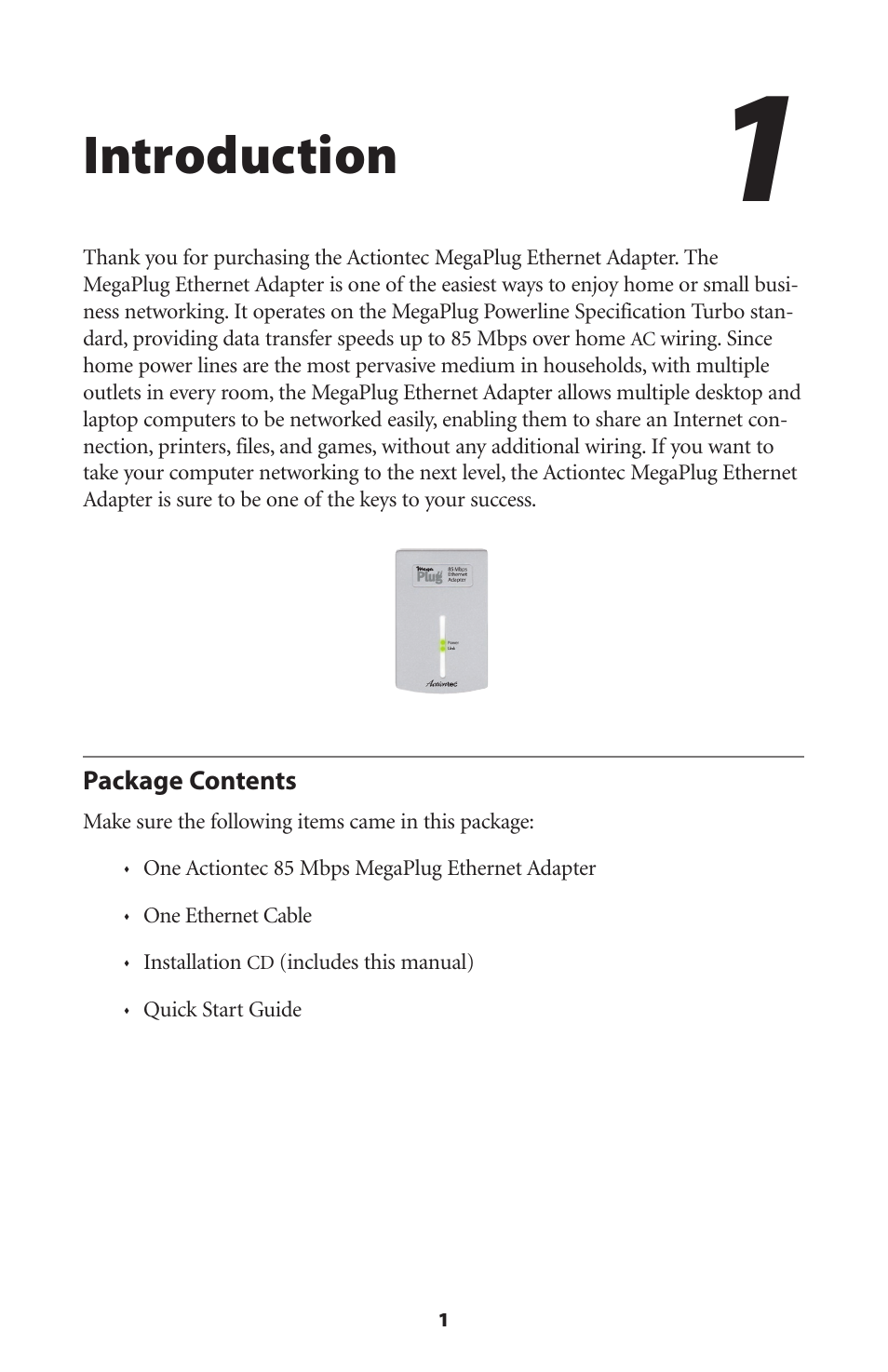Introduction, Package contents | Actiontec electronic HPE100T User Manual | Page 4 / 55