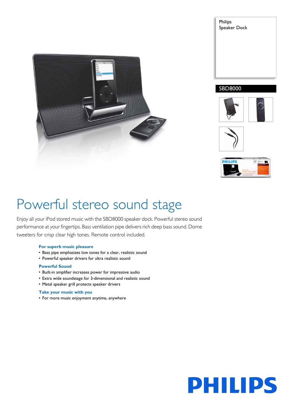 Philips SBD8000-27 User Manual | 2 pages