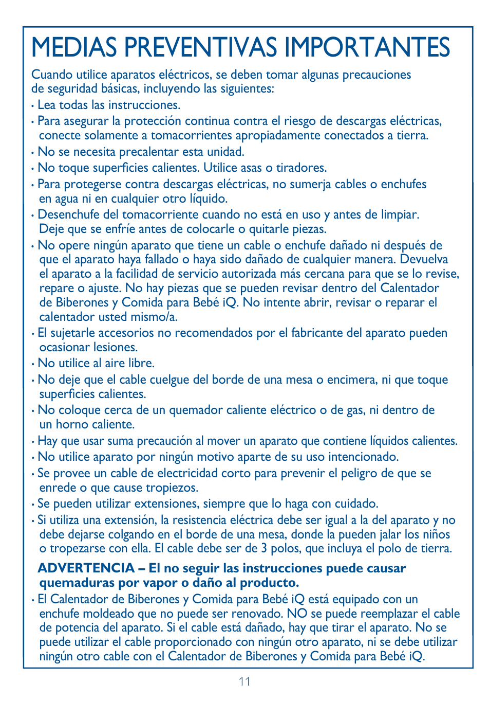 Medias preventivas importantes | Philips SCF260-11 User Manual | Page 11 / 28
