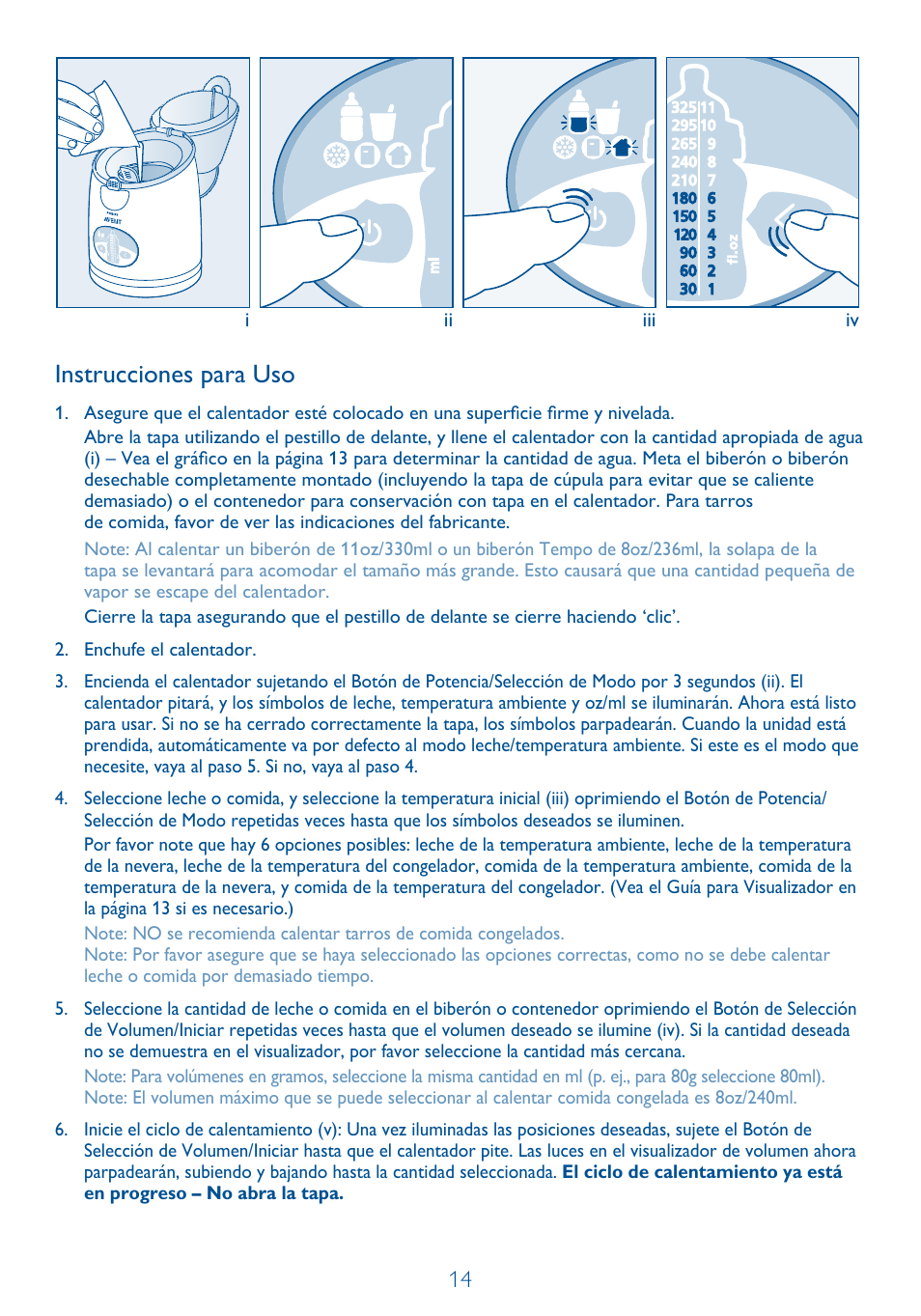 Instrucciones para uso, Iii iv | Philips SCF260-11 User Manual | Page 14 / 28