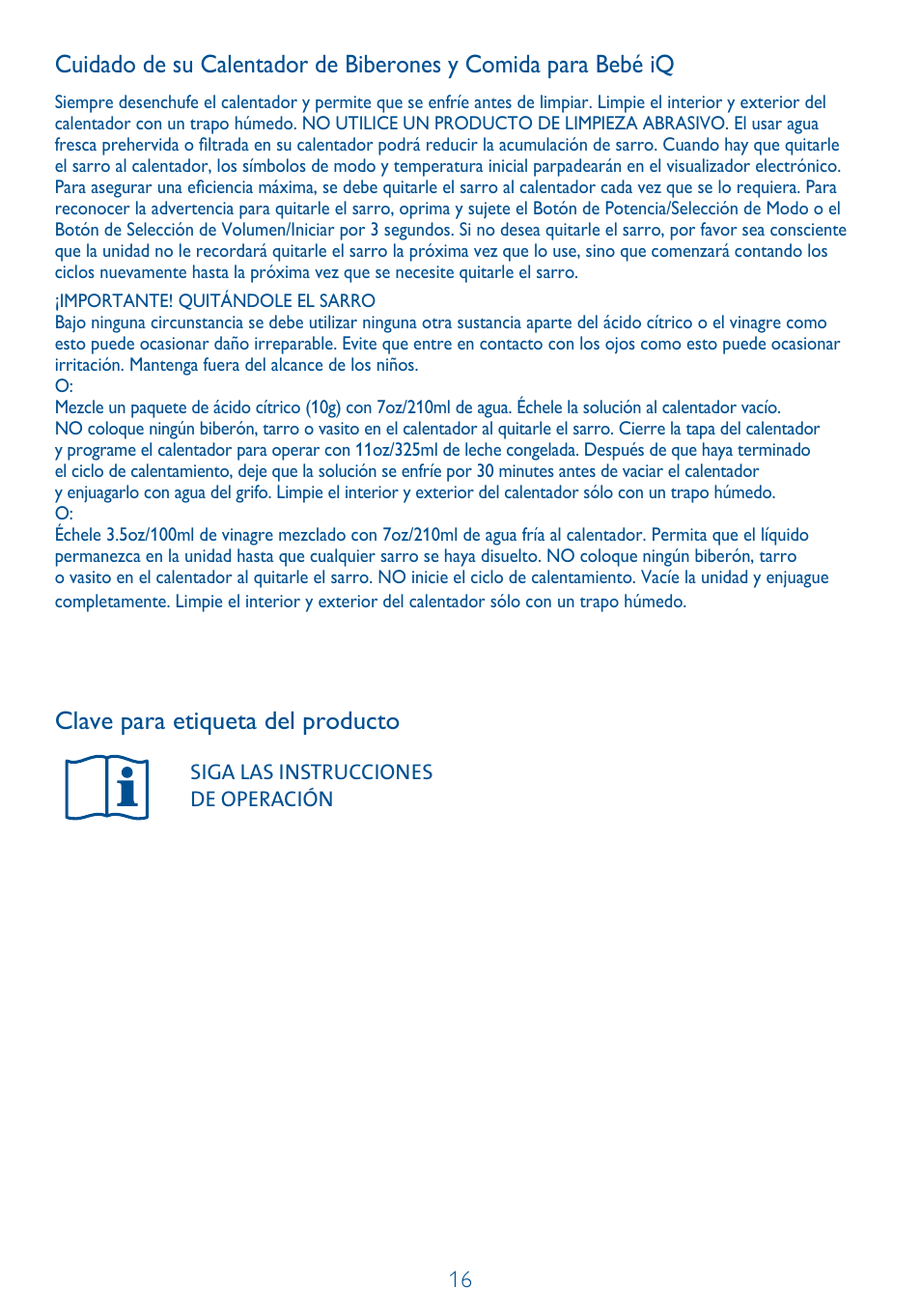 Clave para etiqueta del producto | Philips SCF260-11 User Manual | Page 16 / 28