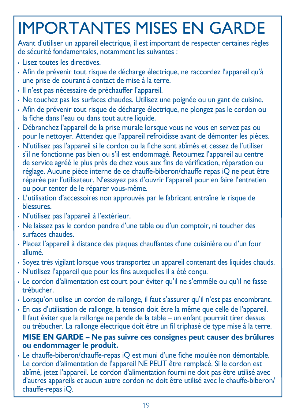 Importantes mises en garde | Philips SCF260-11 User Manual | Page 19 / 28