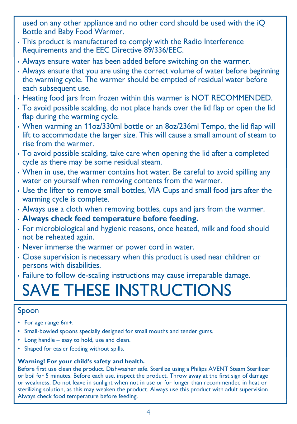 Save these instructions | Philips SCF260-11 User Manual | Page 4 / 28