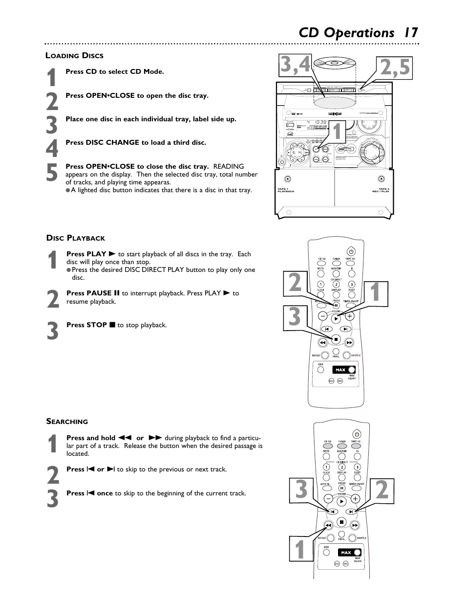 Cd operations 17 | Philips FWC555 User Manual | Page 17 / 30