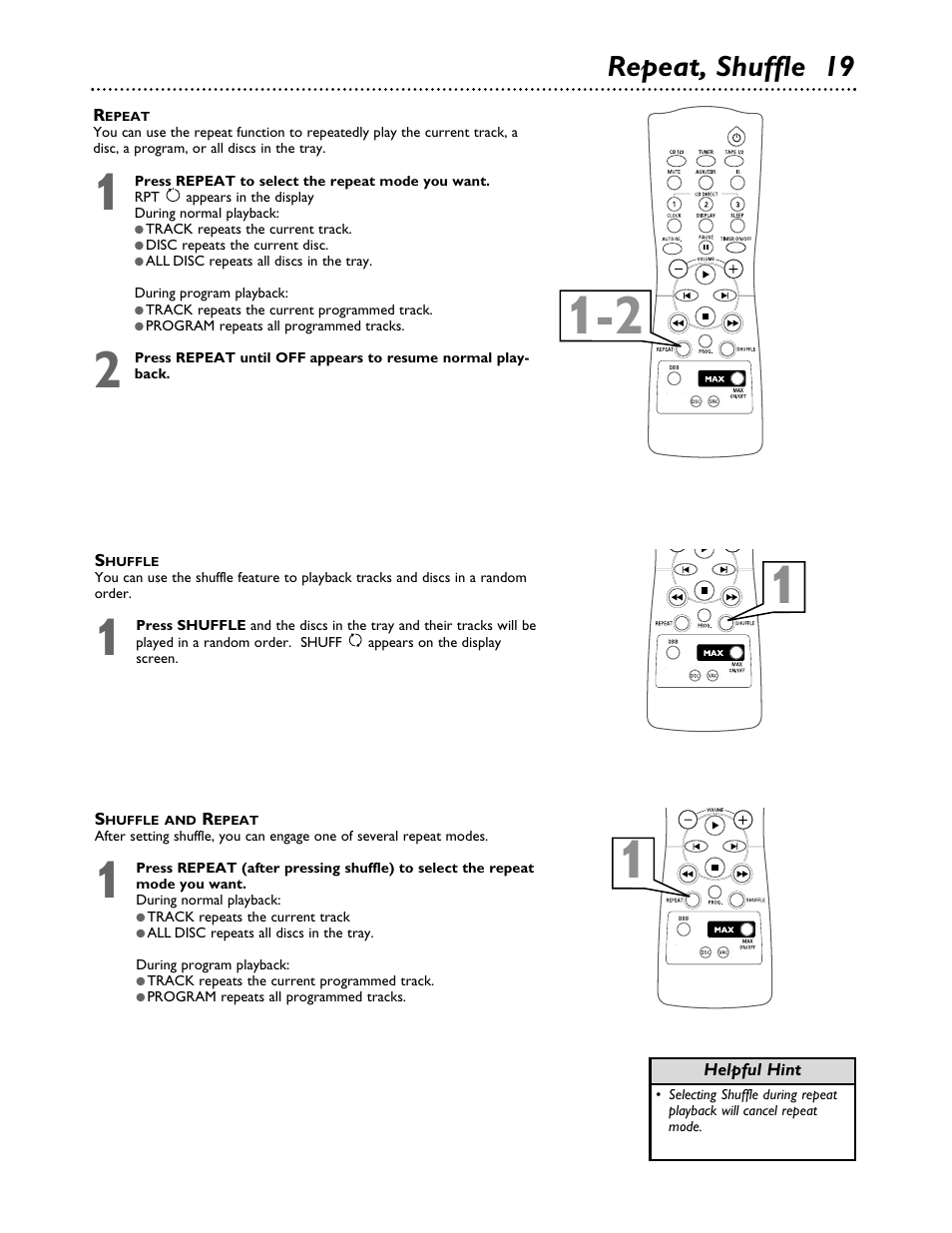Repeat, shuffle 19 | Philips FWC555 User Manual | Page 19 / 30