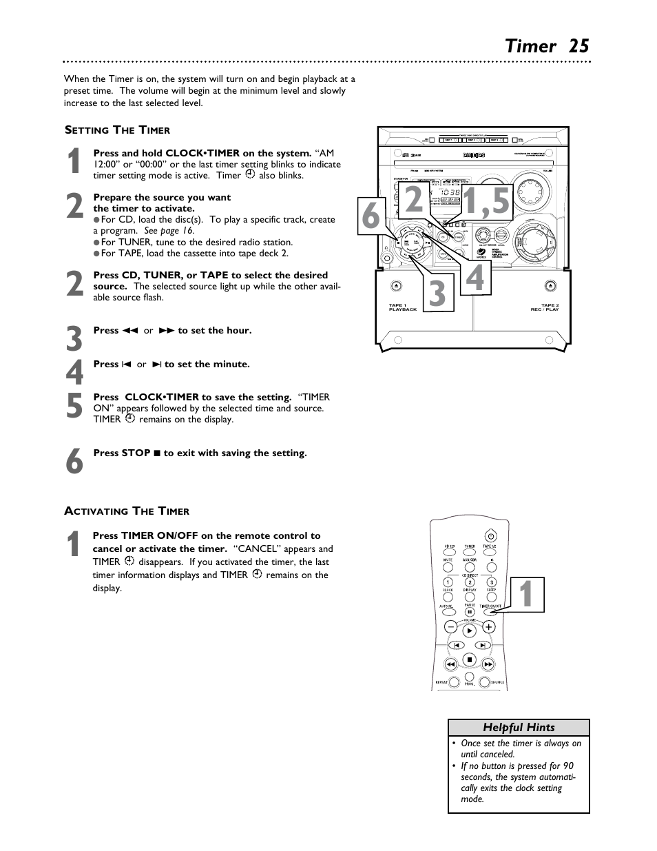 Timer 25 | Philips FWC555 User Manual | Page 25 / 30