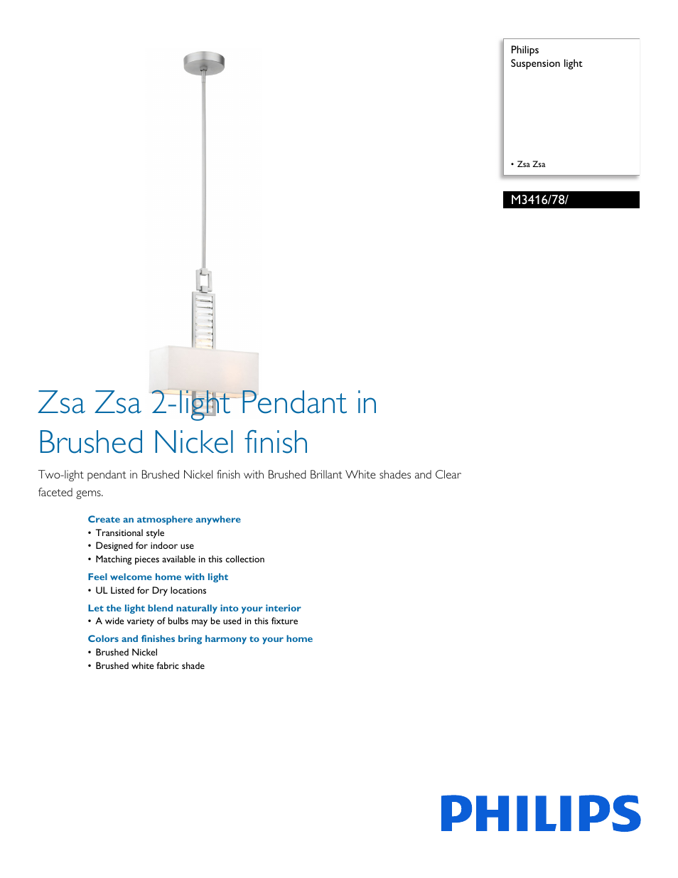 Philips M341678 User Manual | 2 pages