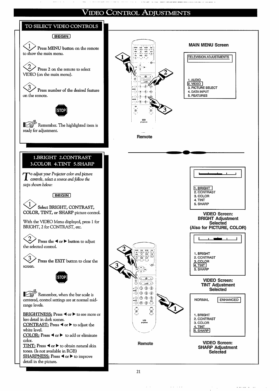 Ideo, Ontrol, Djustments | Philips LC3500G199 User Manual | Page 21 / 44