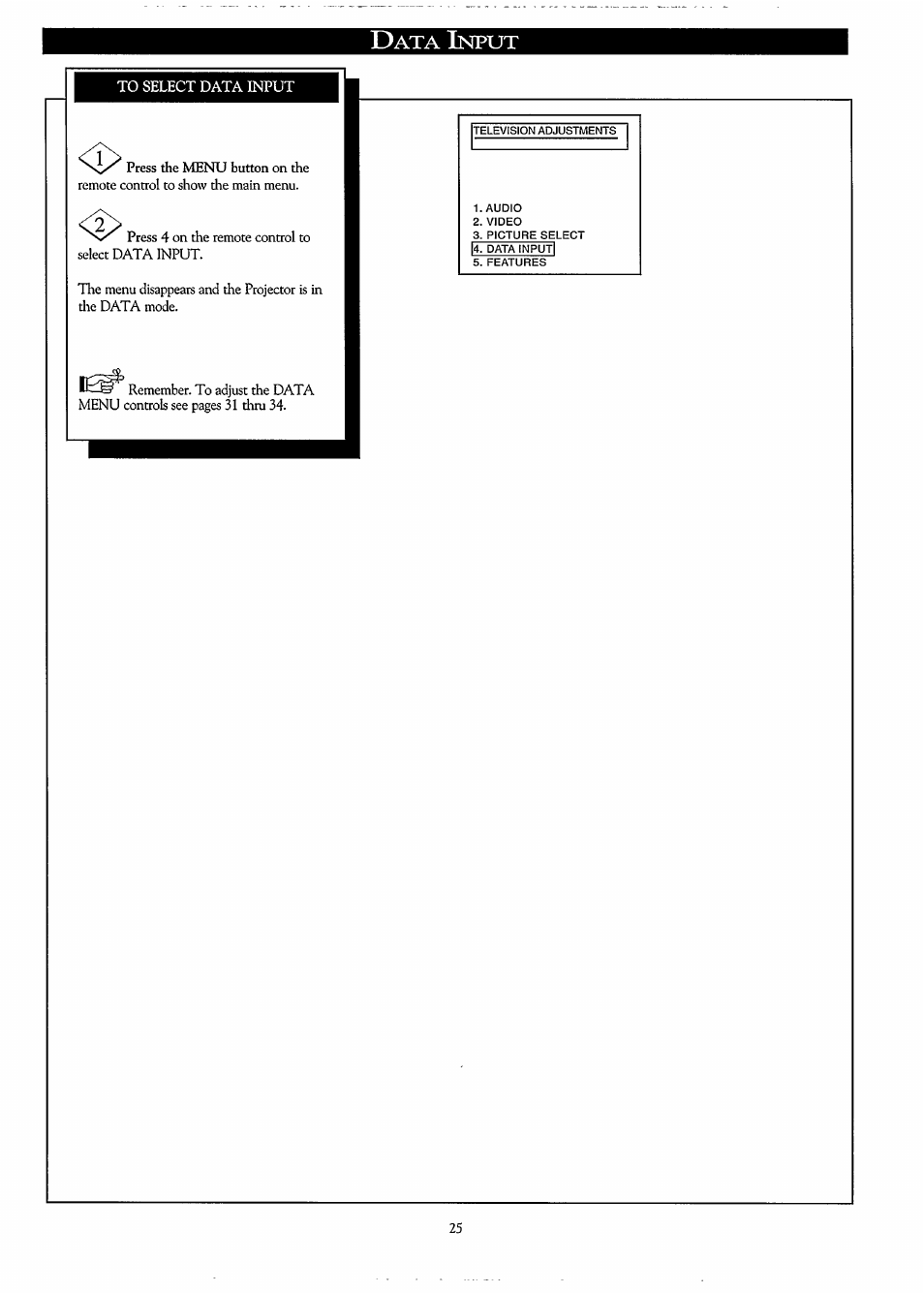 Data input, Nput | Philips LC3500G199 User Manual | Page 25 / 44