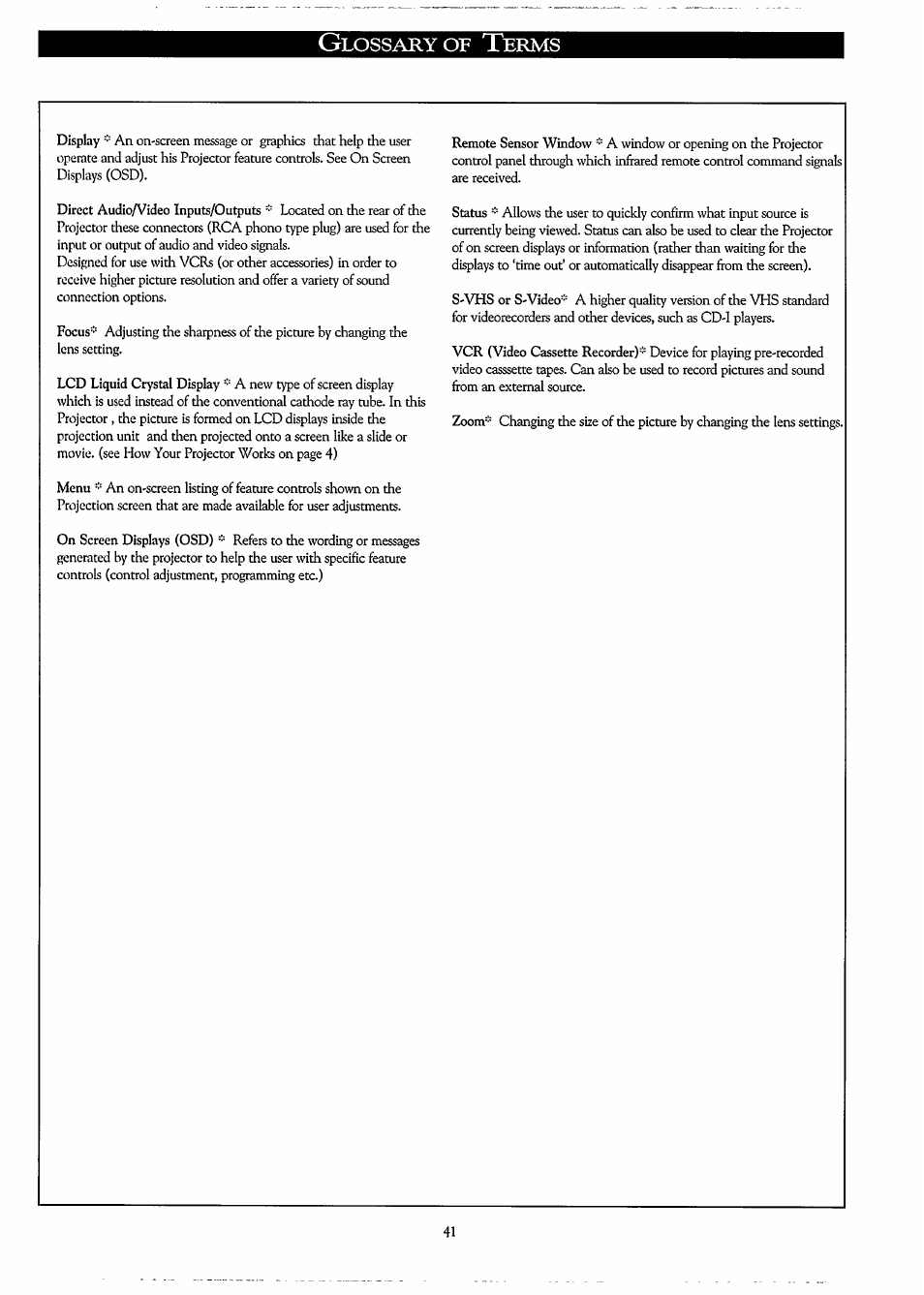 Glossary of terms, Of t, Lossary | Erms | Philips LC3500G199 User Manual | Page 41 / 44