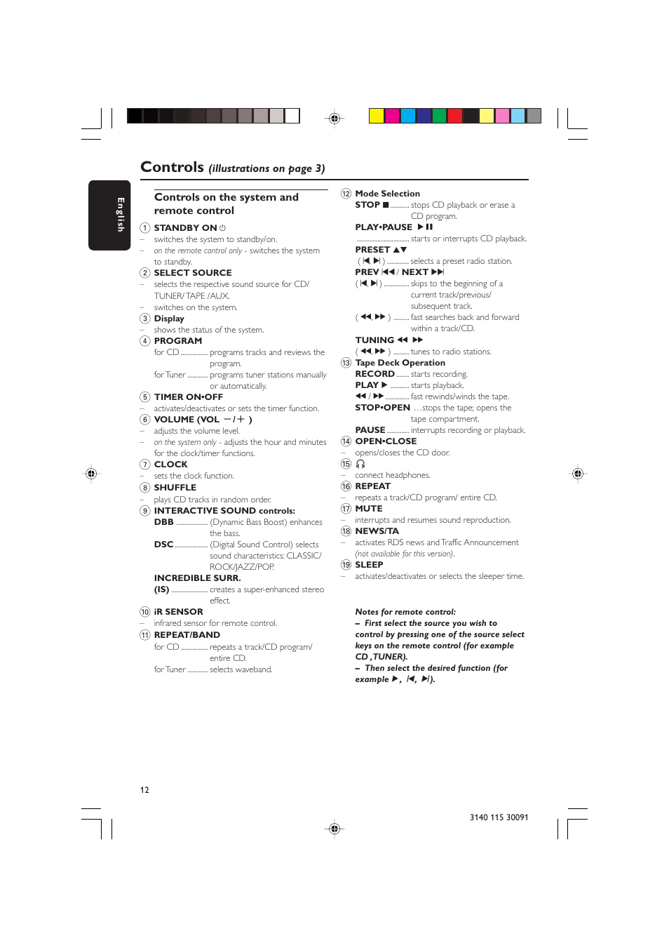 Controls | Philips MC120 User Manual | Page 12 / 22