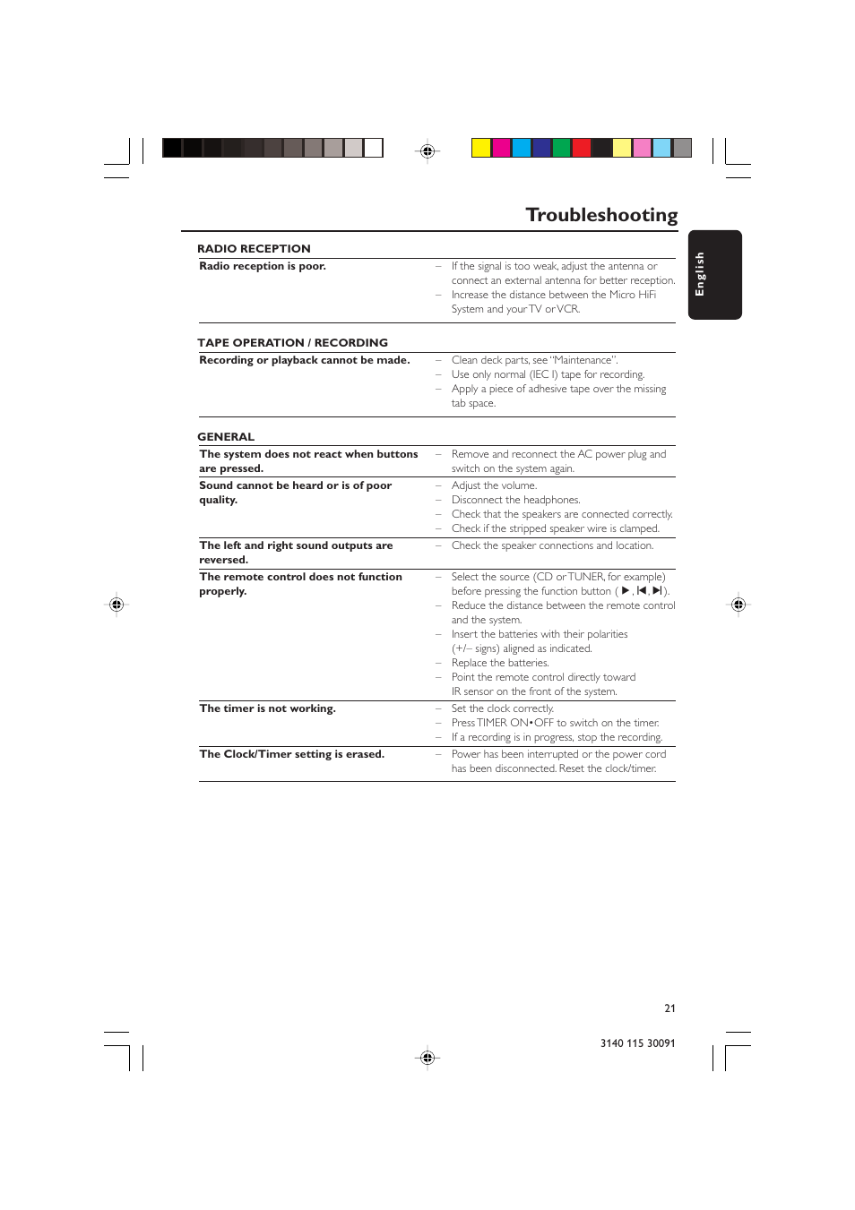 Troubleshooting | Philips MC120 User Manual | Page 21 / 22