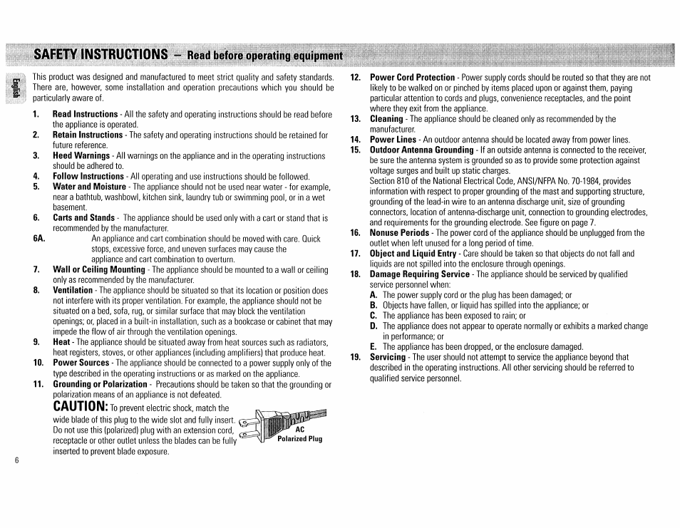 Caution | Philips FW555C37 User Manual | Page 6 / 80