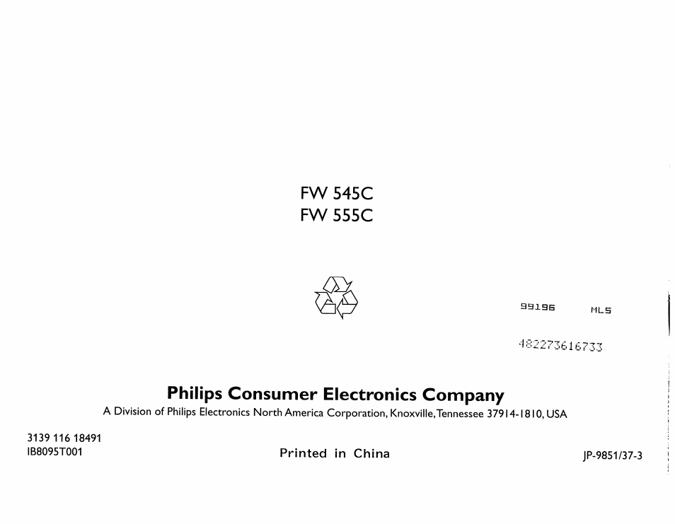 Philips consumer electronics company | Philips FW555C37 User Manual | Page 80 / 80