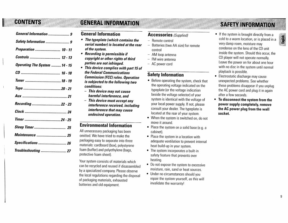 Philips FW555C37 User Manual | Page 9 / 80