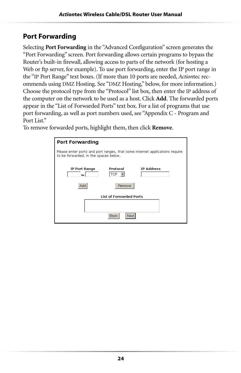 Port forwarding | Actiontec electronic GE344000-01 User Manual | Page 27 / 87