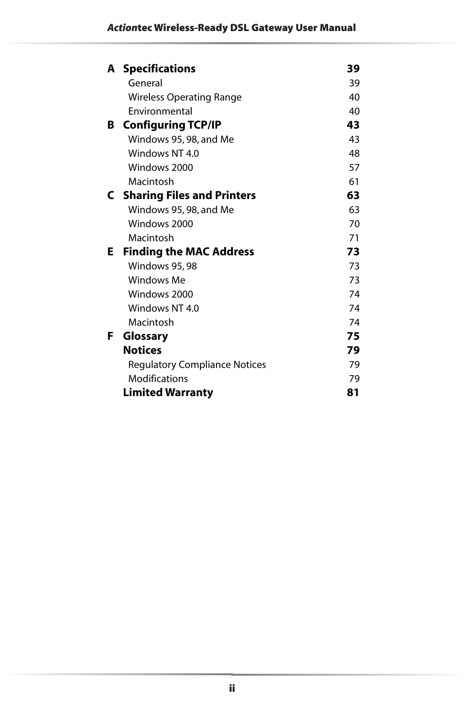 Actiontec electronic GE344000-01 User Manual | Page 3 / 87