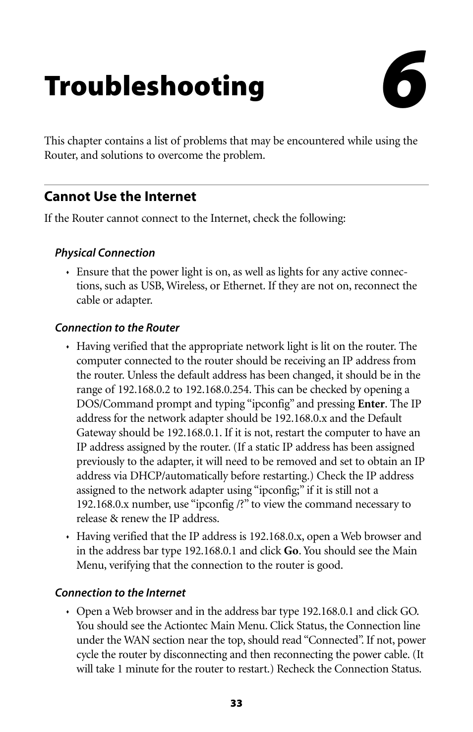 Troubleshooting | Actiontec electronic GE344000-01 User Manual | Page 36 / 87