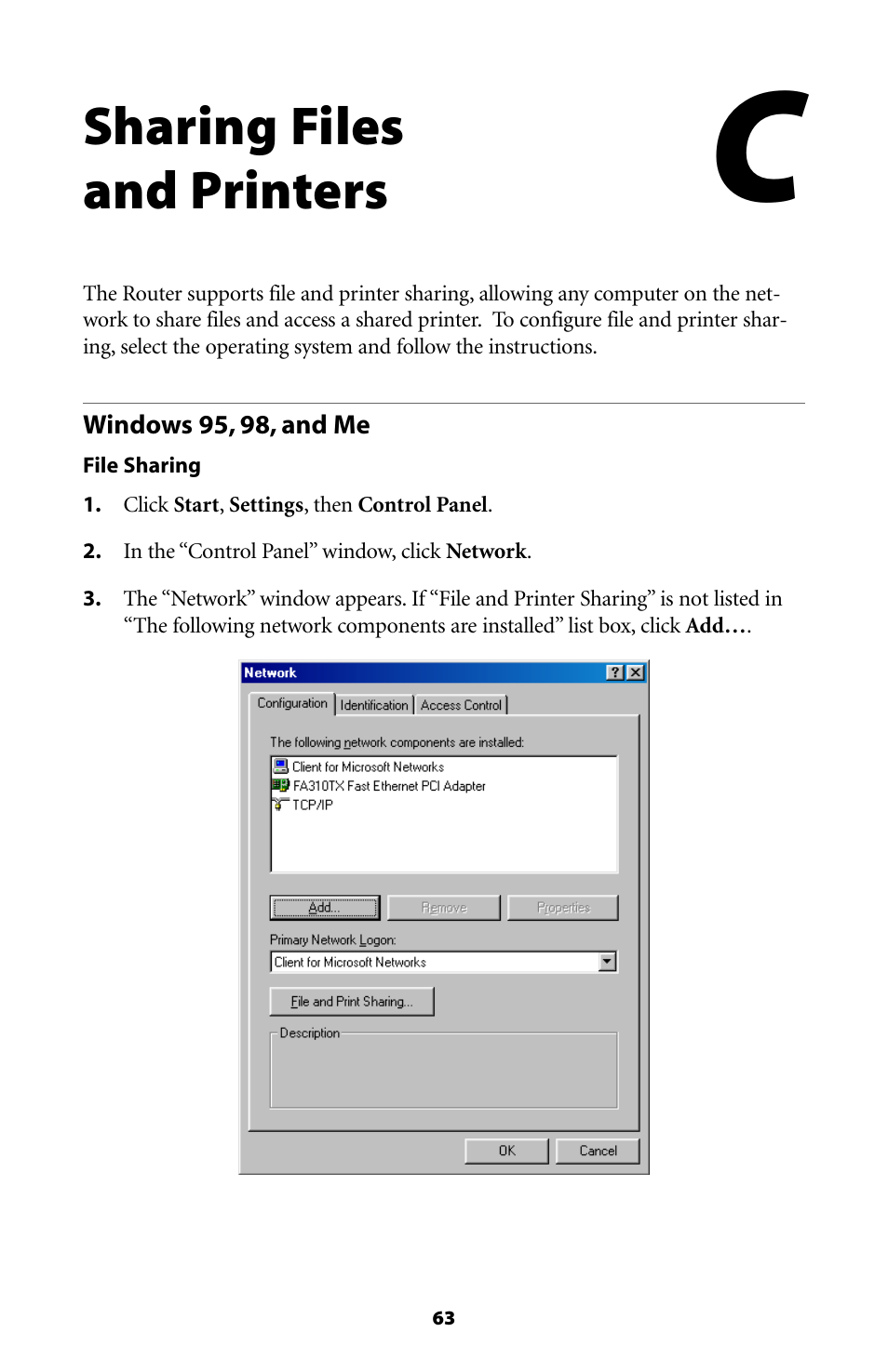 Sharing files and printers | Actiontec electronic GE344000-01 User Manual | Page 66 / 87