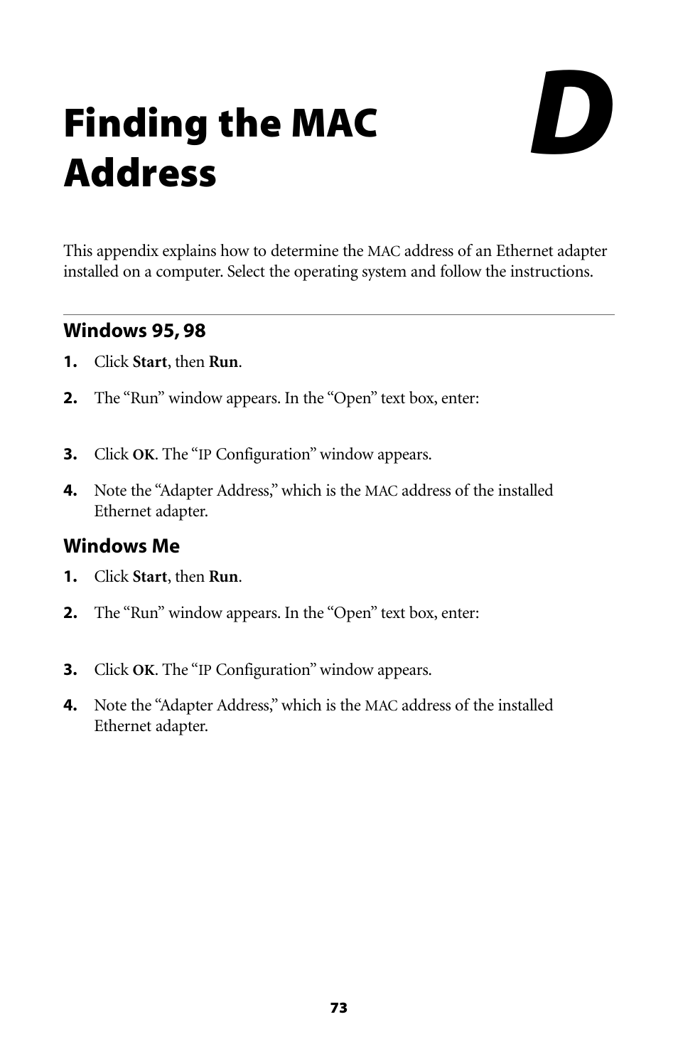 Finding the mac address | Actiontec electronic GE344000-01 User Manual | Page 76 / 87