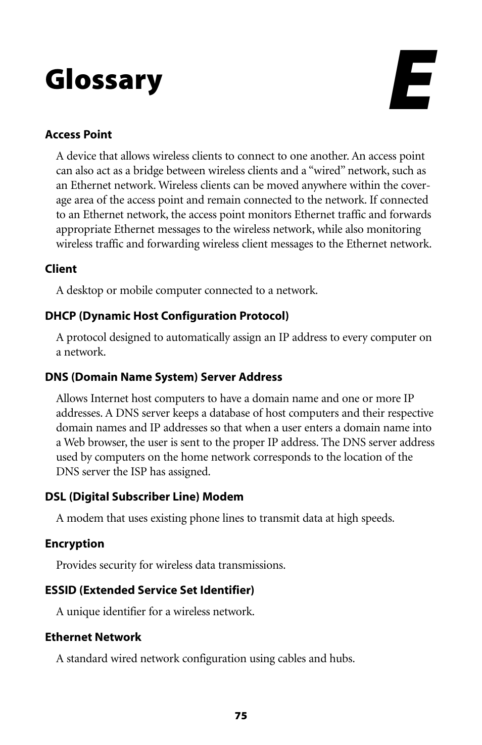 Glossary | Actiontec electronic GE344000-01 User Manual | Page 78 / 87