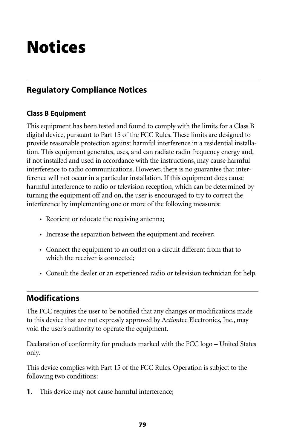 Notices | Actiontec electronic GE344000-01 User Manual | Page 82 / 87