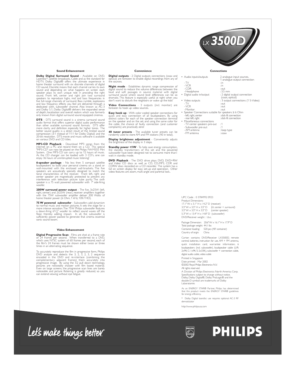 3500d | Philips LX3500D3799 User Manual | Page 2 / 2