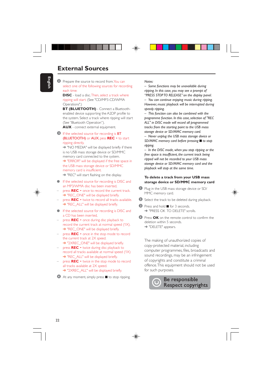 External sources | Philips BTM630-37B User Manual | Page 22 / 34