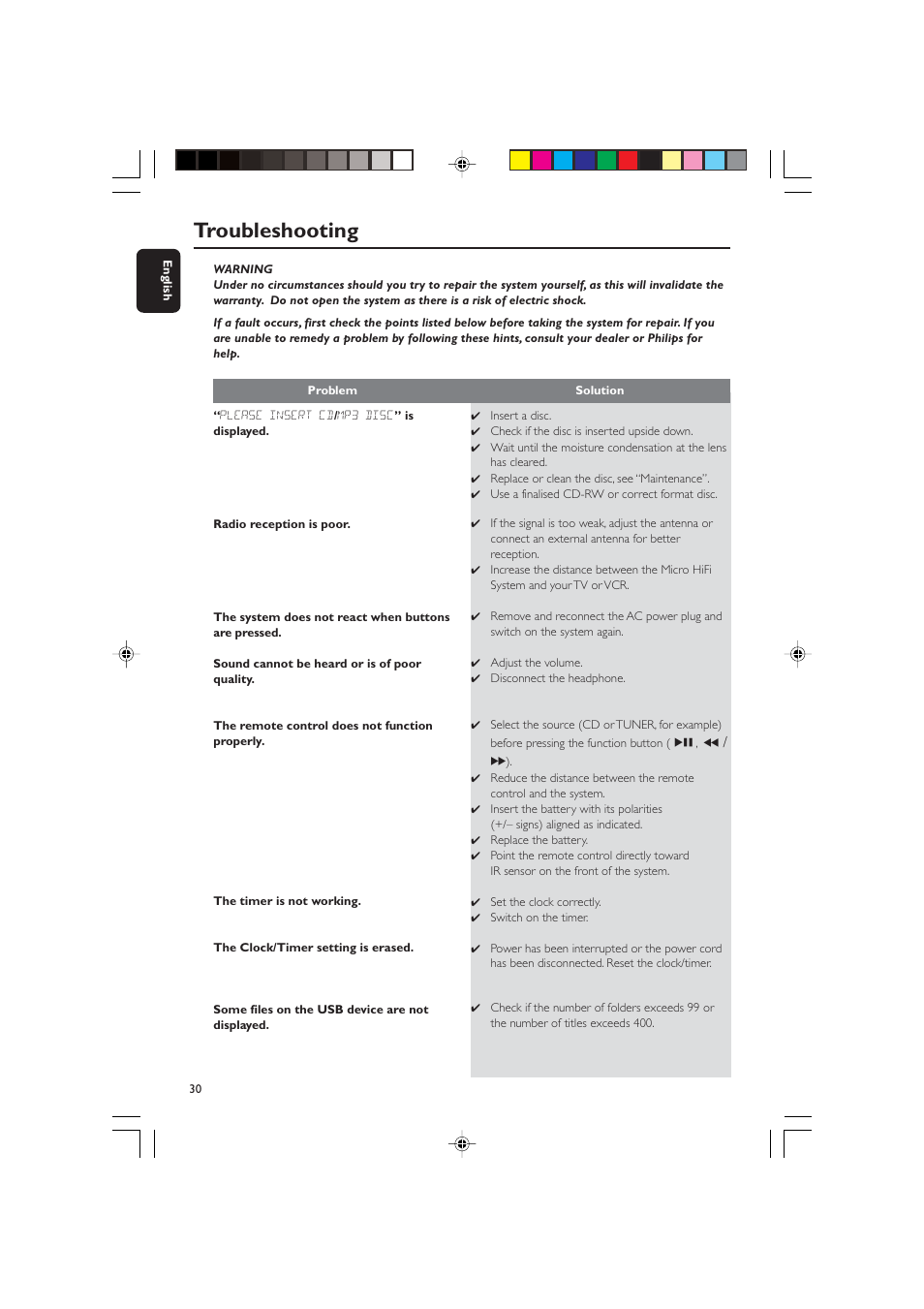 Troubleshooting | Philips BTM630-37B User Manual | Page 30 / 34