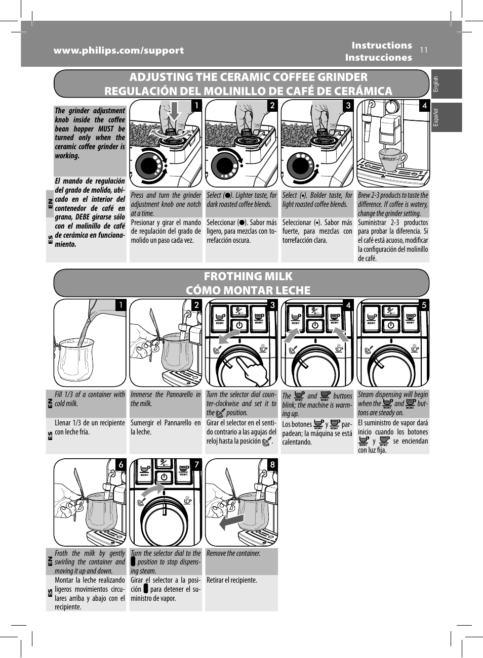 Frothing milk cómo montar leche | Philips HD8833-47 User Manual | Page 11 / 60