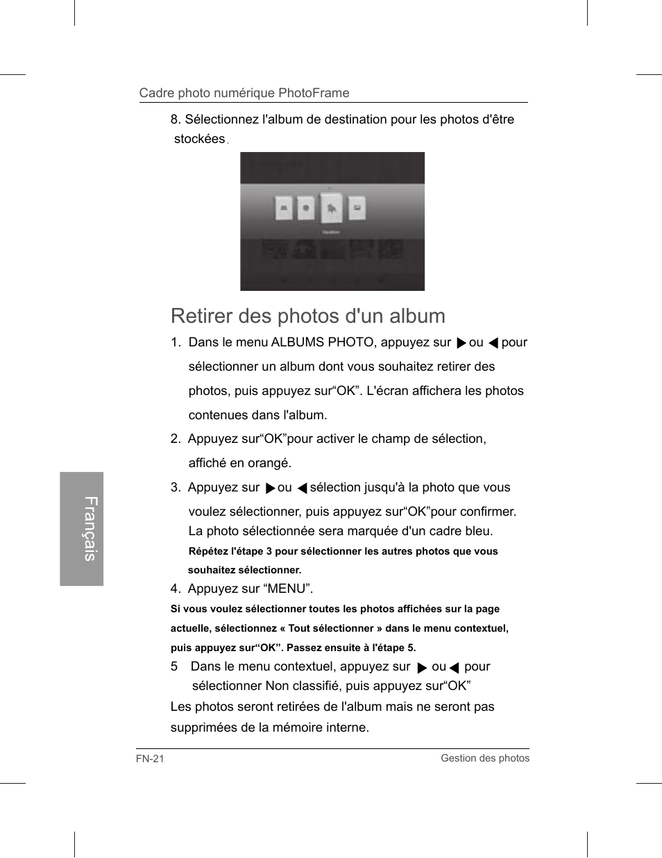 Retirer des photos d'un album | Philips SPF3071-G7 User Manual | Page 110 / 128