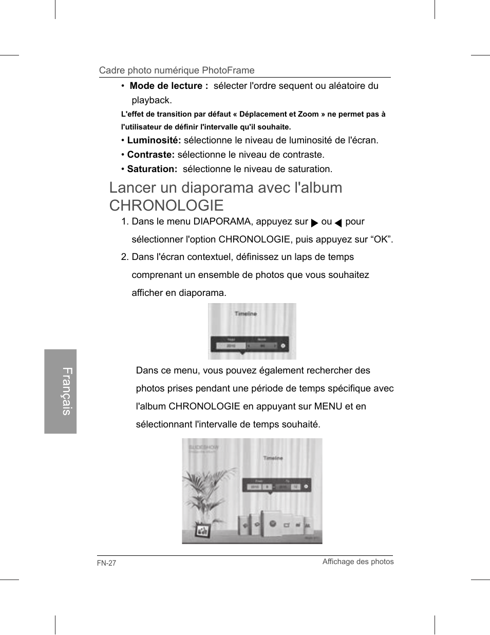 Lancer un diaporama avec l'album chronologie | Philips SPF3071-G7 User Manual | Page 116 / 128