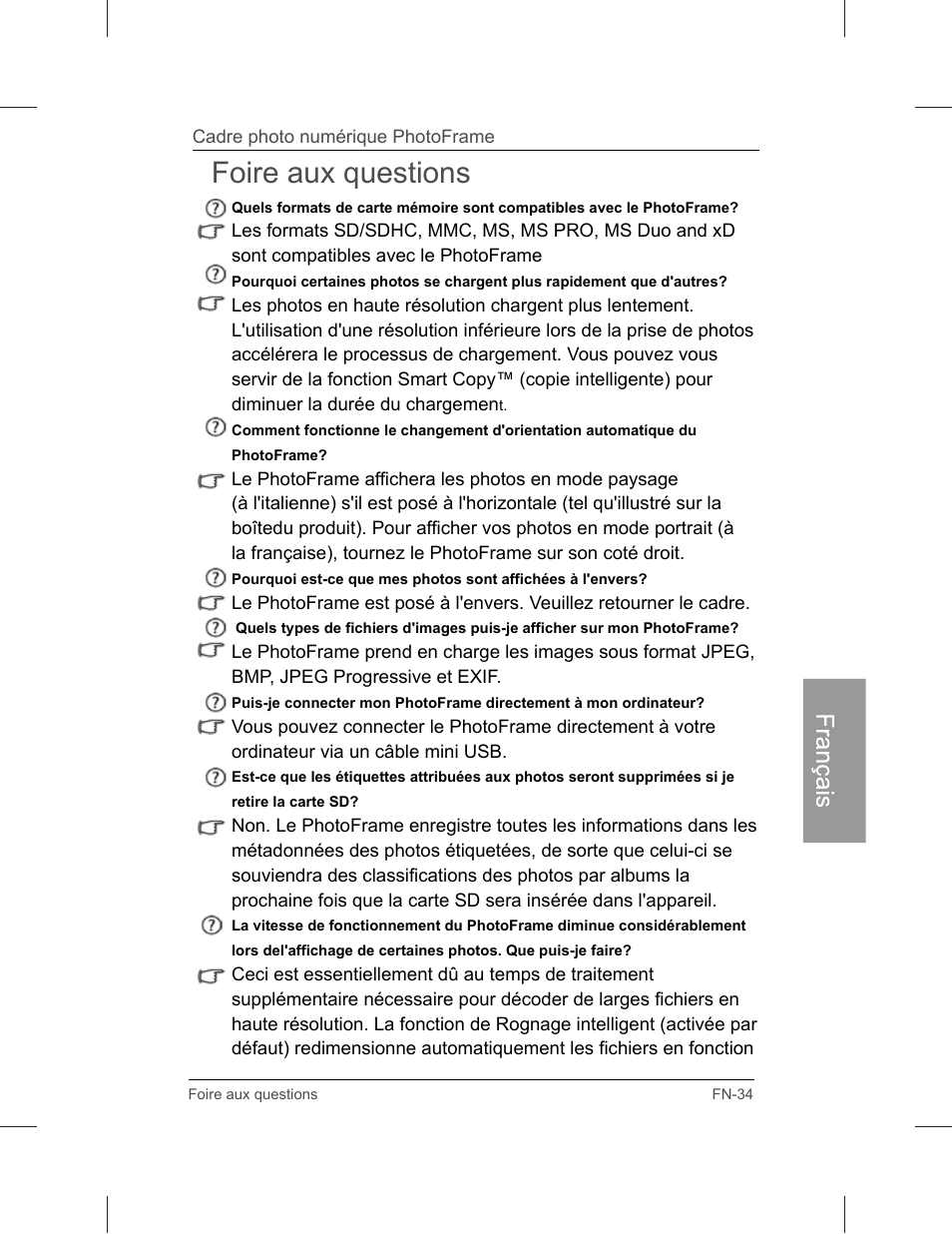 Foire aux questions | Philips SPF3071-G7 User Manual | Page 123 / 128