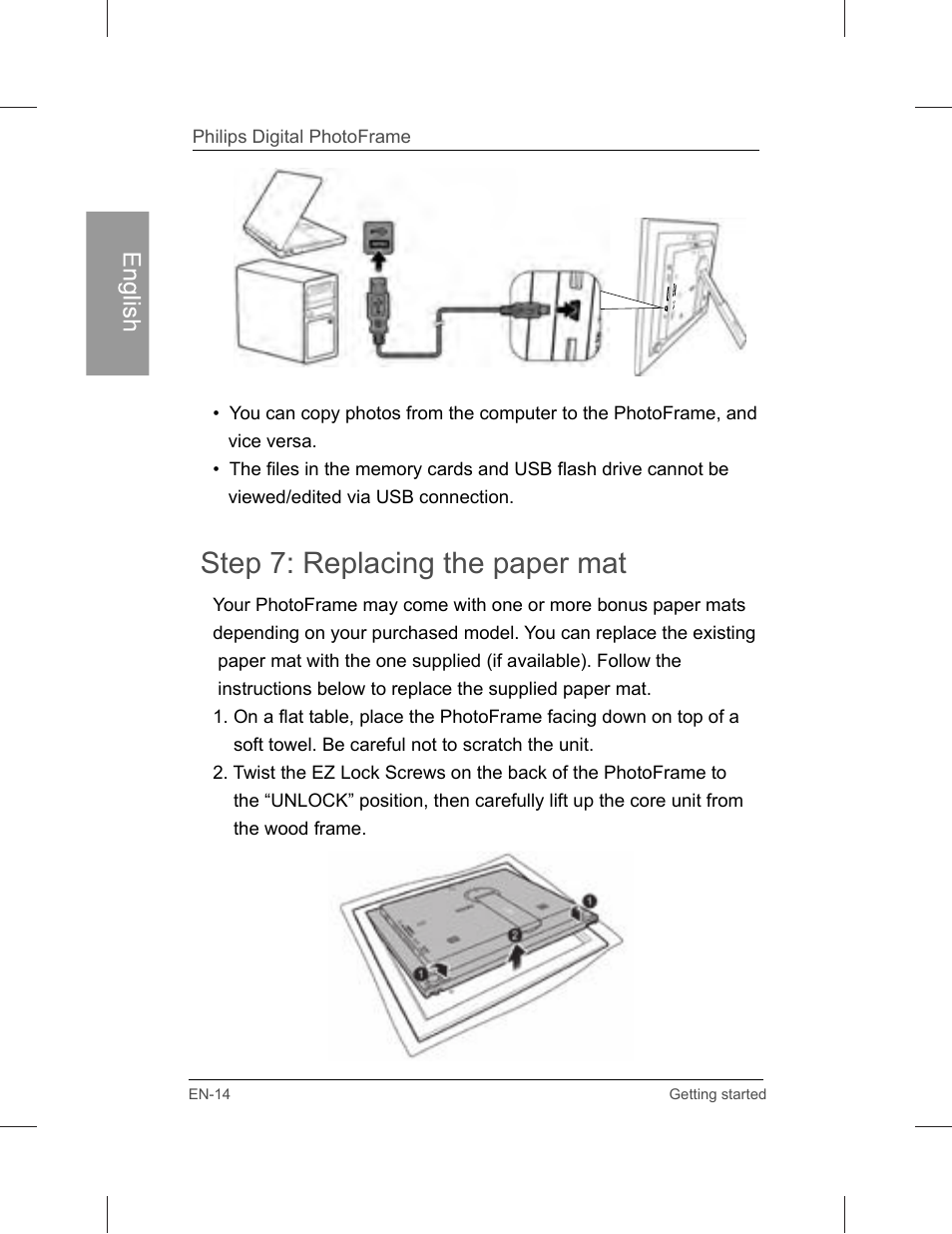 Step 7: replacing the paper mat | Philips SPF3071-G7 User Manual | Page 20 / 128