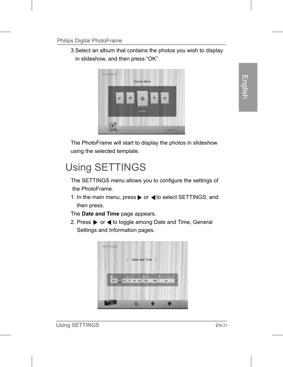 Using settings | Philips SPF3071-G7 User Manual | Page 37 / 128